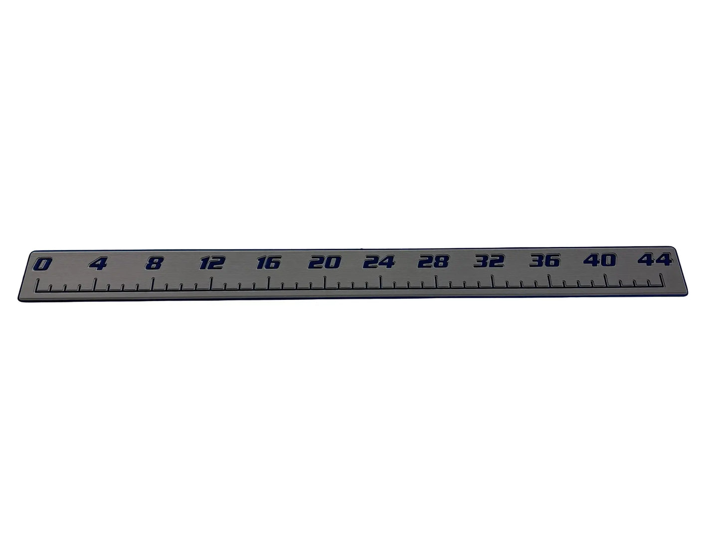 AquaGrip CT 44 inch EVA foam fish ruler — medium gray over navy — flat lay product shot