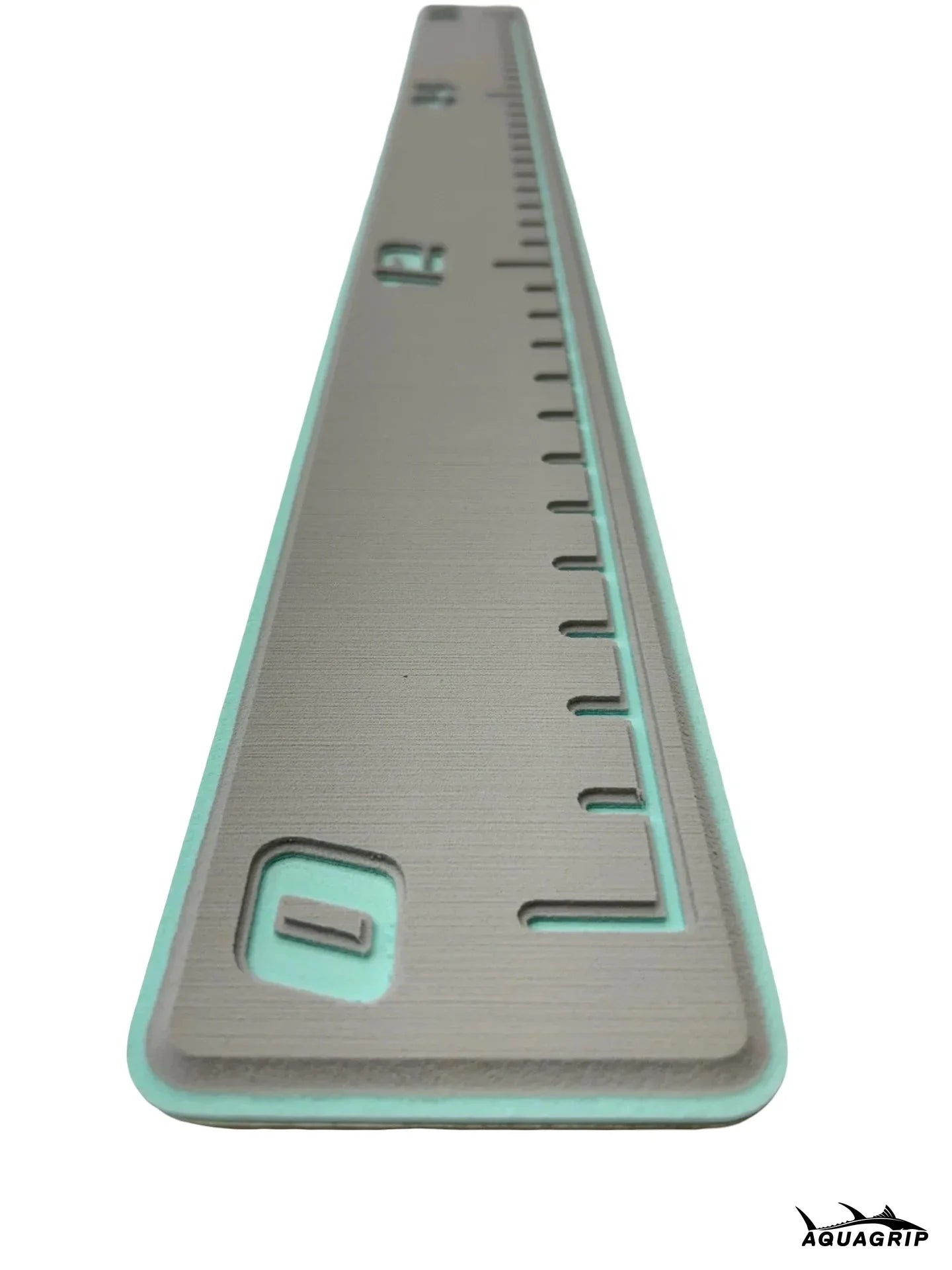 AquaGrip fish ruler - light gray over seafoam slim angled view