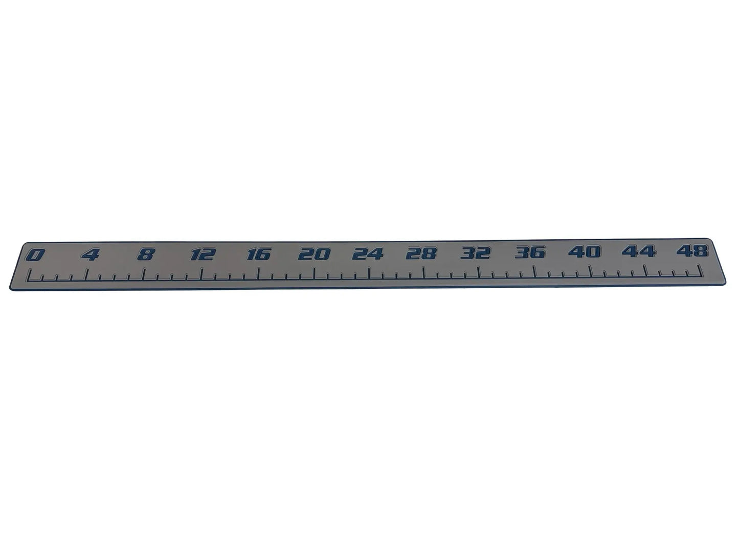 AquaGrip CT 48 inch EVA foam fish ruler — medium gray over navy — flat lay product shot