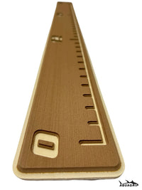 AquaGrip fish ruler - Teak over cream slim angled view