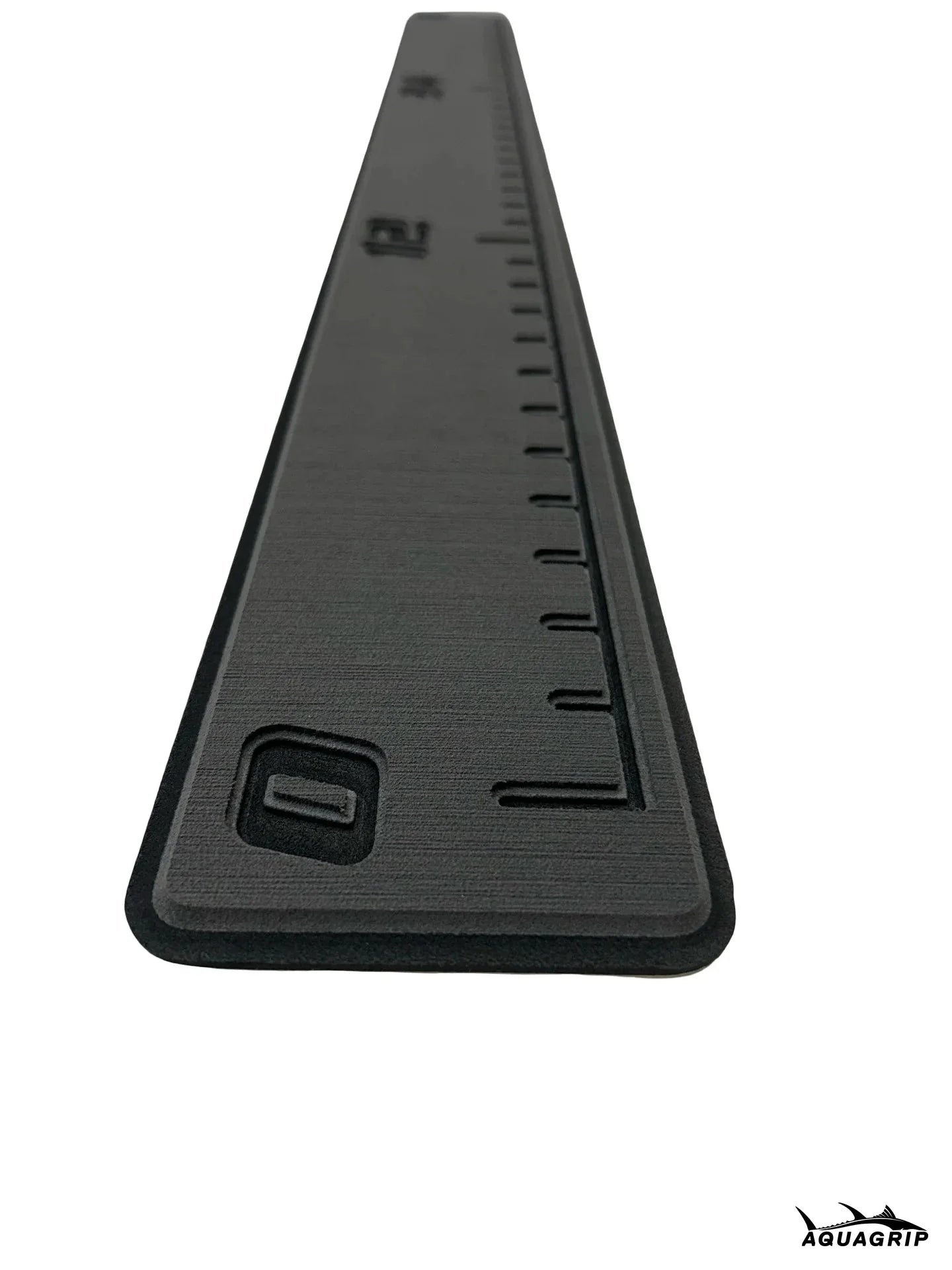 AquaGrip fish ruler - Dark gray over black slim angled view