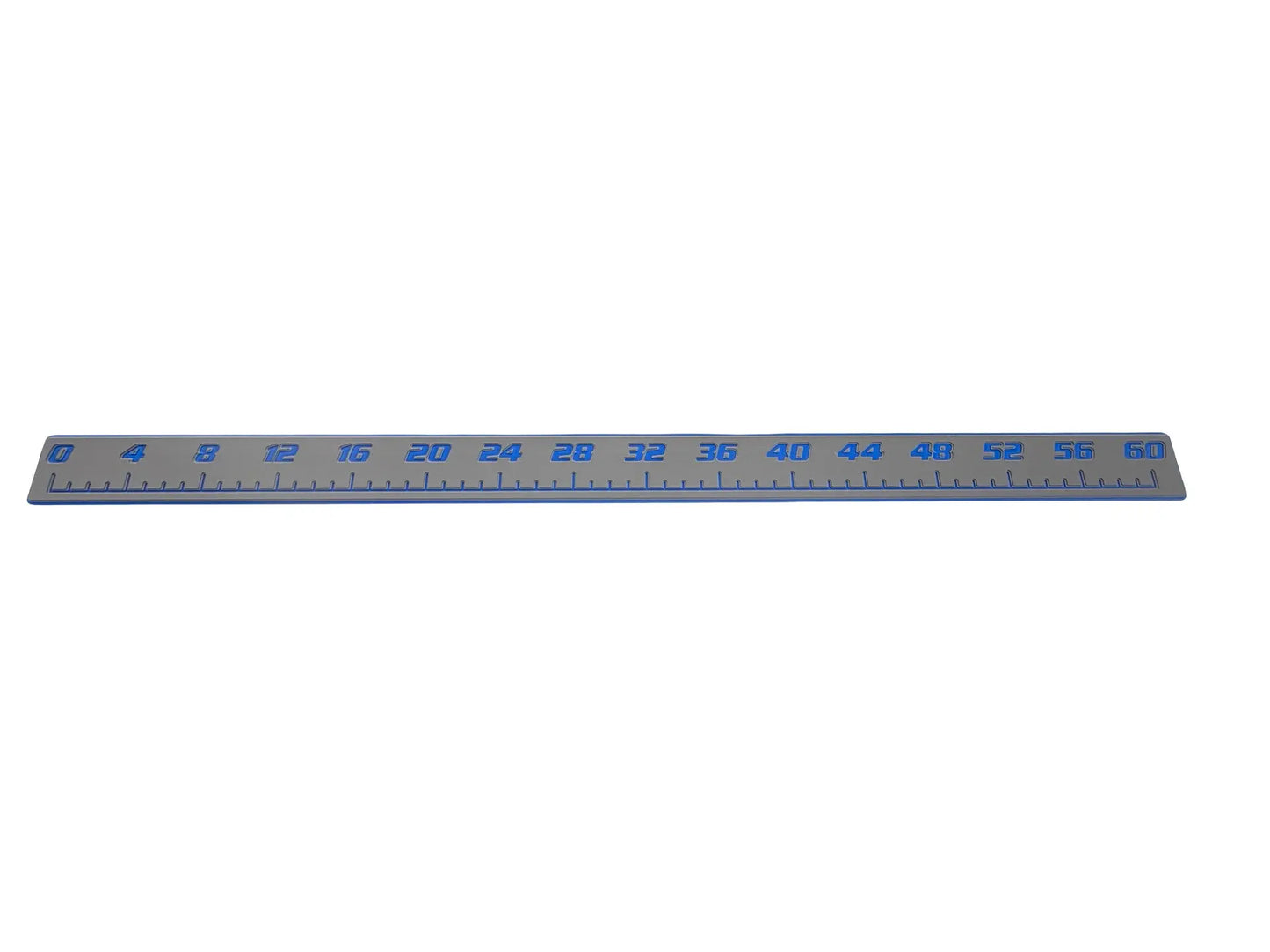 AquaGrip CT 60 inch EVA foam fish ruler — dark gray over royal blue — flat lay product shot
